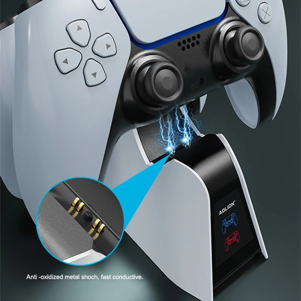 AOLION ALP500701 Dual Slot Fast Charging Dock for Sony PS5 DualSense Edge Controller Charger with LED Indicator - 3