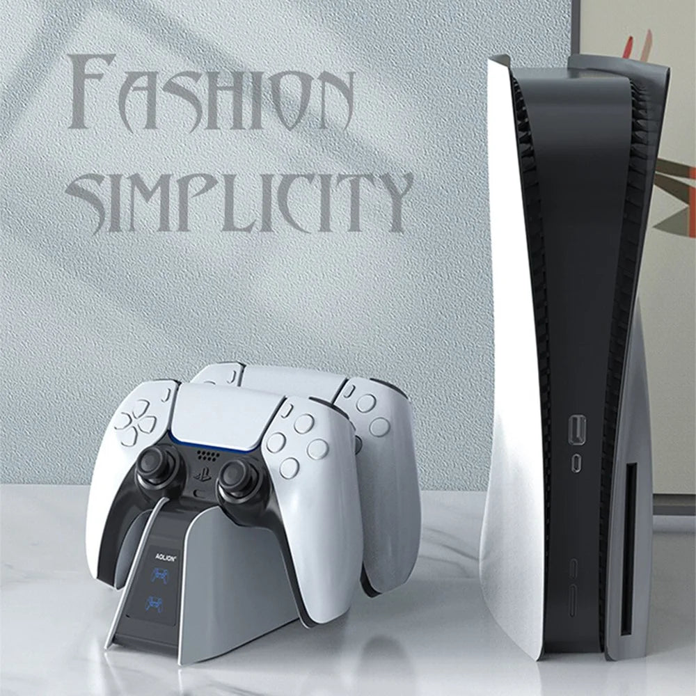 AOLION ALP500701 Dual Slot Fast Charging Dock for Sony PS5 DualSense Edge Controller Charger with LED Indicator - 6