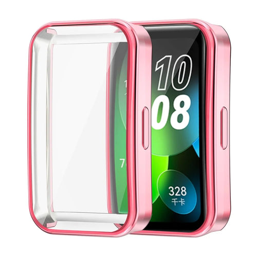 ENKAY HAT PRINCE For Huawei Band 8 / Band 8 NFC / Band 9 / Band 9 NFC TPU Watch Case Electroplating Cover with Screen Protector - Pink - 1