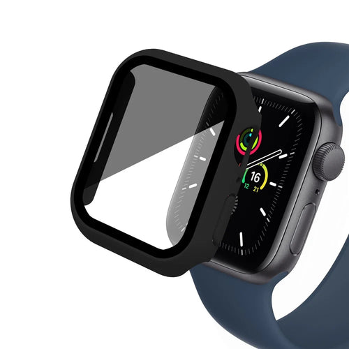 For Apple Watch Series SE3 / SE2 / SE1 /  6 / 5 / 4 40mm Matte PC Watch Case with Anti-spy Tempered Glass Film - Black - 1