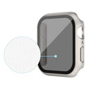 For Apple Watch Series 9 / 8 / 7 41mm Watch Case Hard PC Matte Cover with Anti-spy Tempered Glass Film - Silver - 3