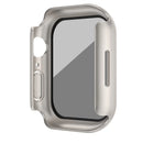 For Apple Watch Series 9 / 8 / 7 41mm Watch Case Hard PC Matte Cover with Anti-spy Tempered Glass Film - Silver - 4