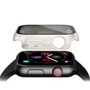 For Apple Watch Series 9 / 8 / 7 41mm Watch Case Hard PC Matte Cover with Anti-spy Tempered Glass Film - Silver - 5