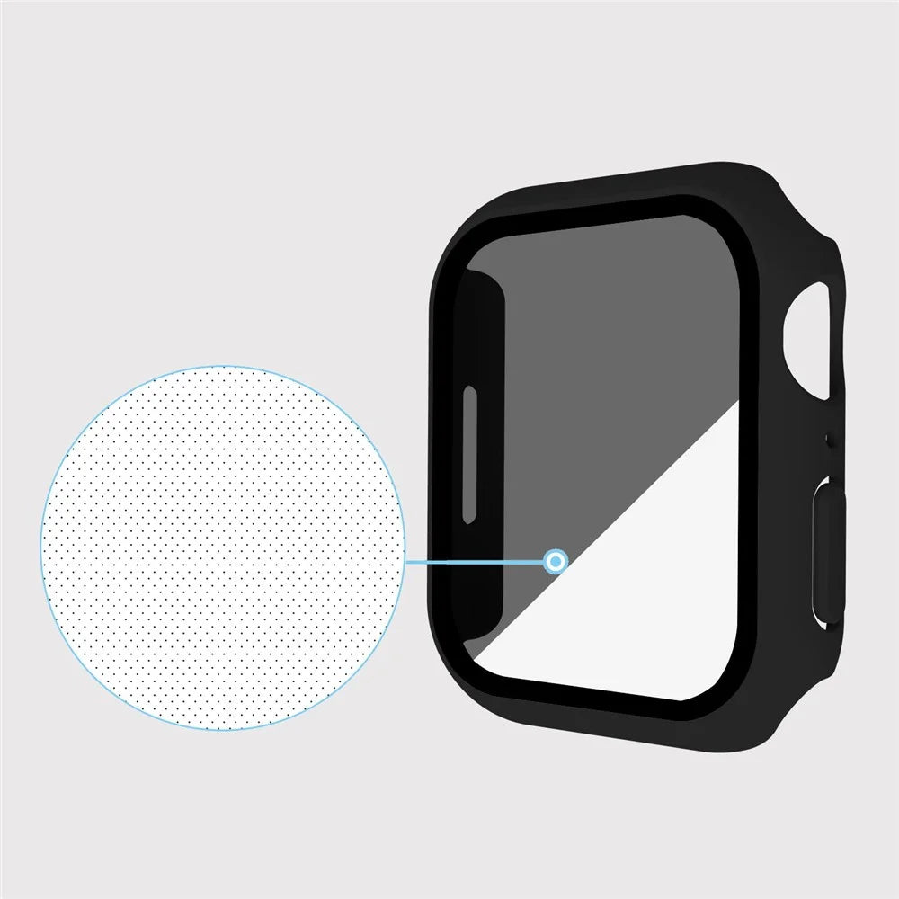 For Apple Watch Series 9 / 8 / 7 45mm Matte Watch Case Anti-spy Tempered Glass Film Hard PC Watch Cover - Black - 3