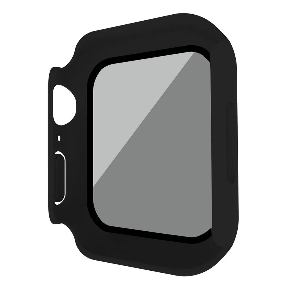 For Apple Watch Series 9 / 8 / 7 45mm Matte Watch Case Anti-spy Tempered Glass Film Hard PC Watch Cover - Black - 5