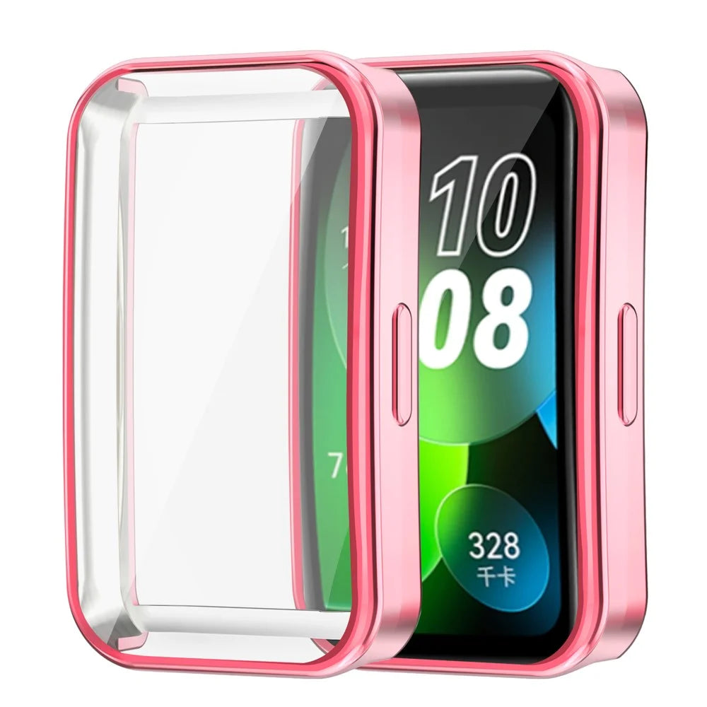 For Huawei Band 8 / Band 8 NFC / Band 9 / Band 9 NFC Electroplated TPU Watch Case Full Coverage Anti-Drop Cover - Pink - 1