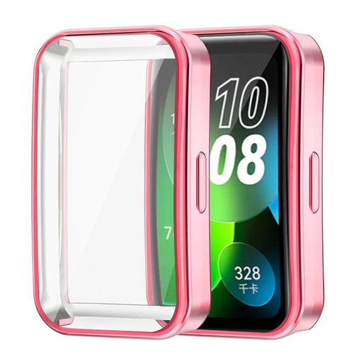 For Huawei Band 8 / Band 8 NFC / Band 9 / Band 9 NFC Electroplated TPU Watch Case Full Coverage Anti-Drop Cover - Pink - 1