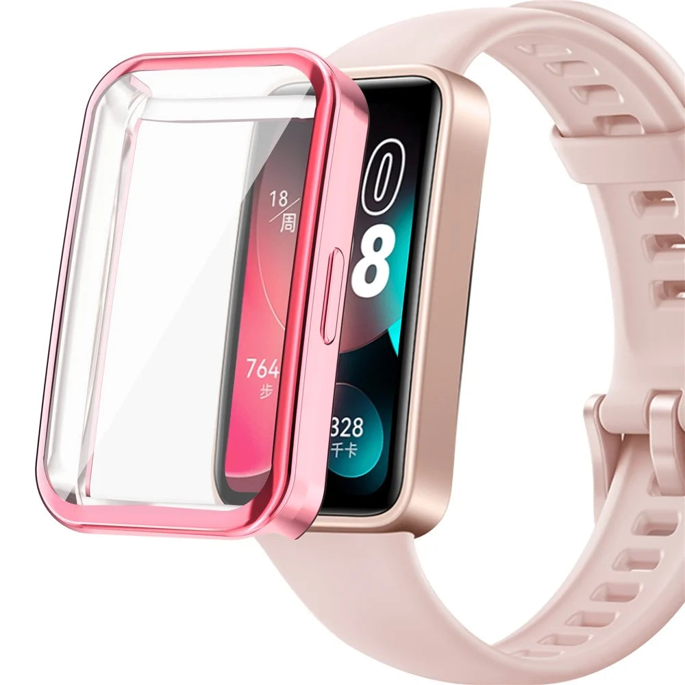 For Huawei Band 8 / Band 8 NFC / Band 9 / Band 9 NFC Electroplated TPU Watch Case Full Coverage Anti-Drop Cover - Pink - 5
