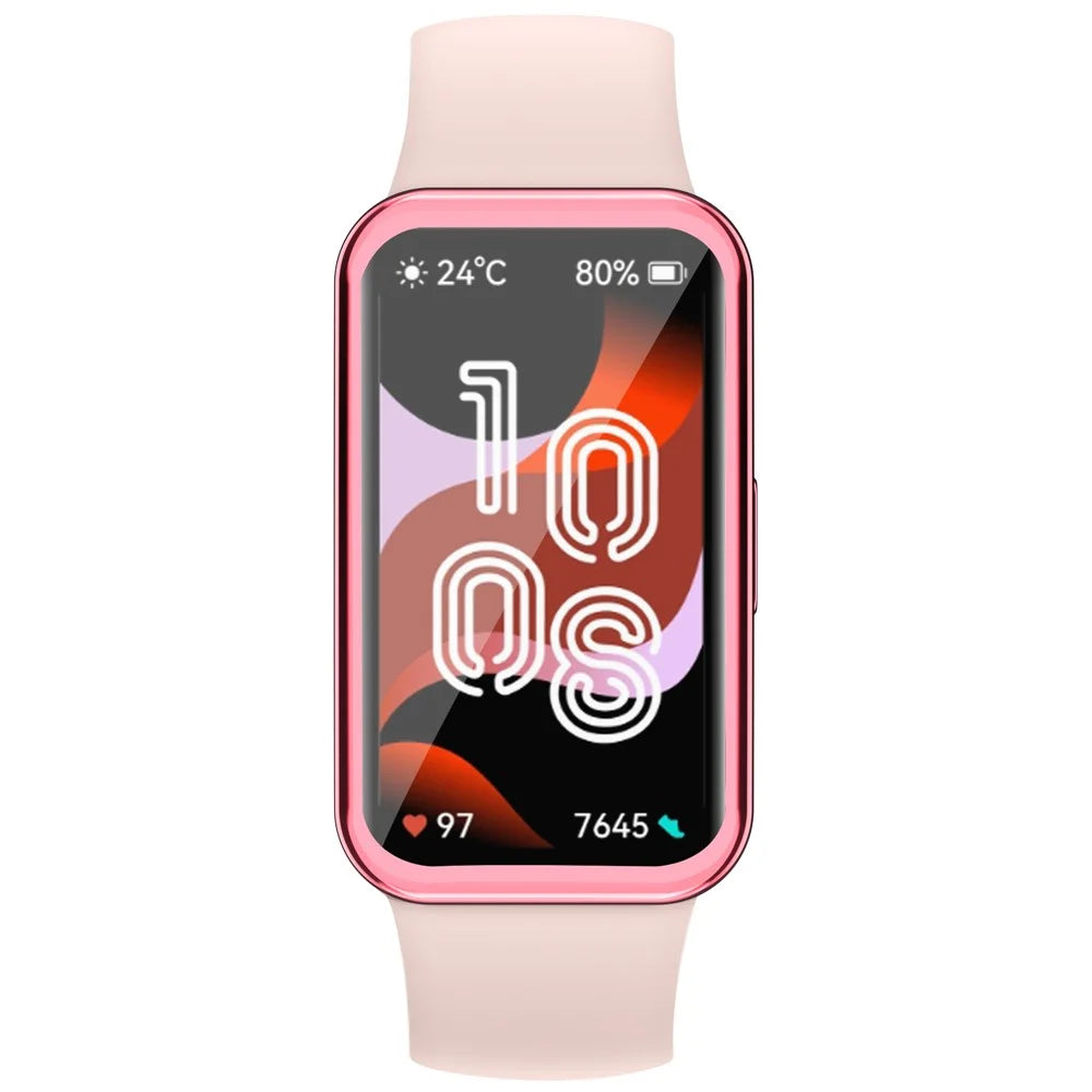 For Huawei Band 8 / Band 8 NFC / Band 9 / Band 9 NFC Electroplated TPU Watch Case Full Coverage Anti-Drop Cover - Pink - 7