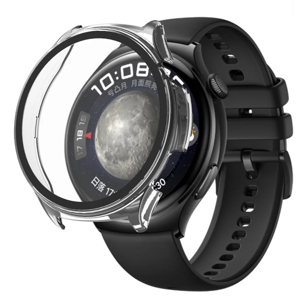 For Huawei Watch 4 Hard PC Protective Case + HD Tempered Glass Screen Protector - Transparent - 1