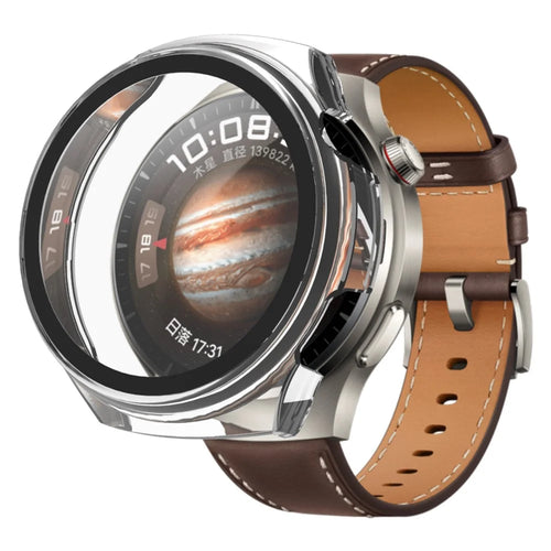 For Huawei Watch 4 Pro Hard PC Case Anti-Scratch HD Protective Cover with Tempered Glass Film - Transparent - 1