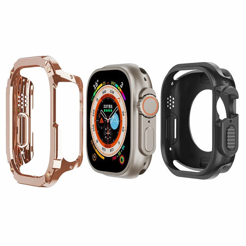 For Apple Watch Ultra 3 / Ultra 2 / Ultra 49mm Watch Case PC+TPU Anti-Scratch Protective Cover - Rose Gold - 1