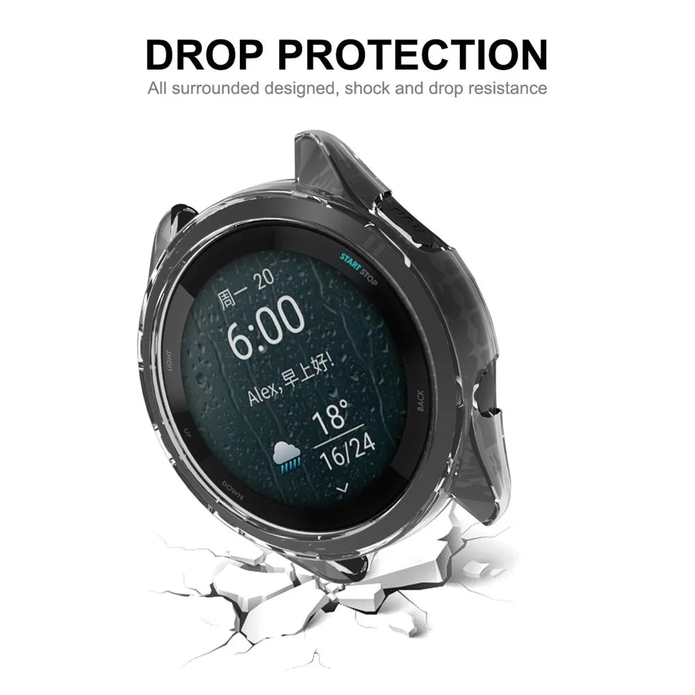 ENKAY HAT PRINCE for Garmin Forerunner 265S Anti-drop Watch Case Transparent TPU Protective Frame Cover - Black - 4