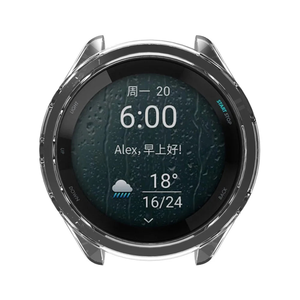 ENKAY HAT PRINCE for Garmin Forerunner 265S Anti-drop Watch Case Transparent TPU Protective Frame Cover - Black - 5