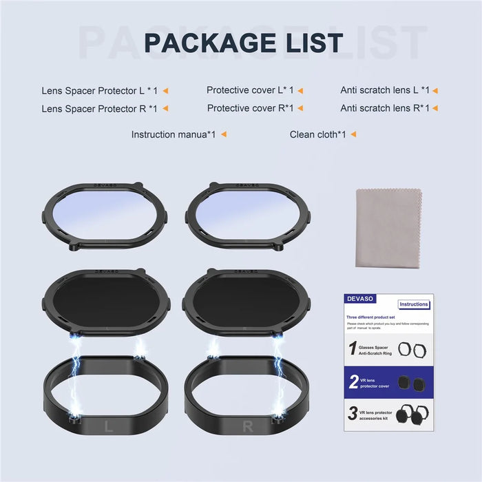 DEVASO Lightweight Lens Cover Accessories Kit for PS VR2 Headset Anti-Scratch Ring Lens Protector - 7