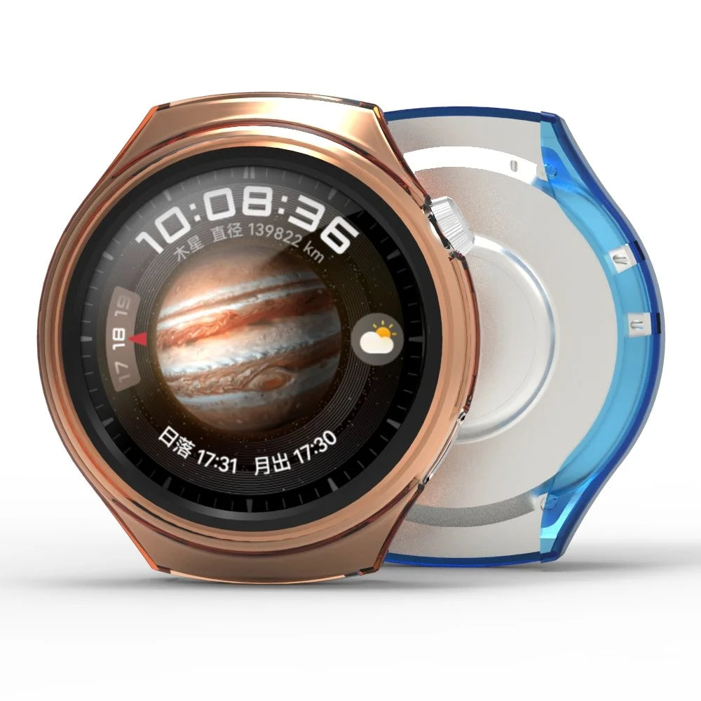For Huawei Watch 4 Pro Shockproof TPU Watch Case Hollow Protective Frame - Transparent Orange - 2