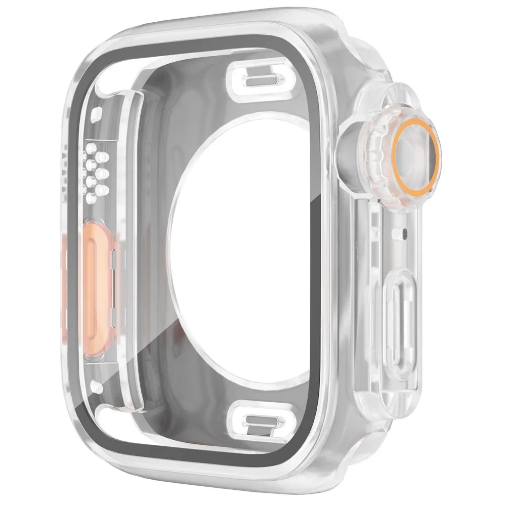 Waterproof Full Coverage Cover for Apple Watch Series 9 / 8 / 7 45mm , Hard PC Watch Case with Tempered Glass Screen Protector - Transparent - 2