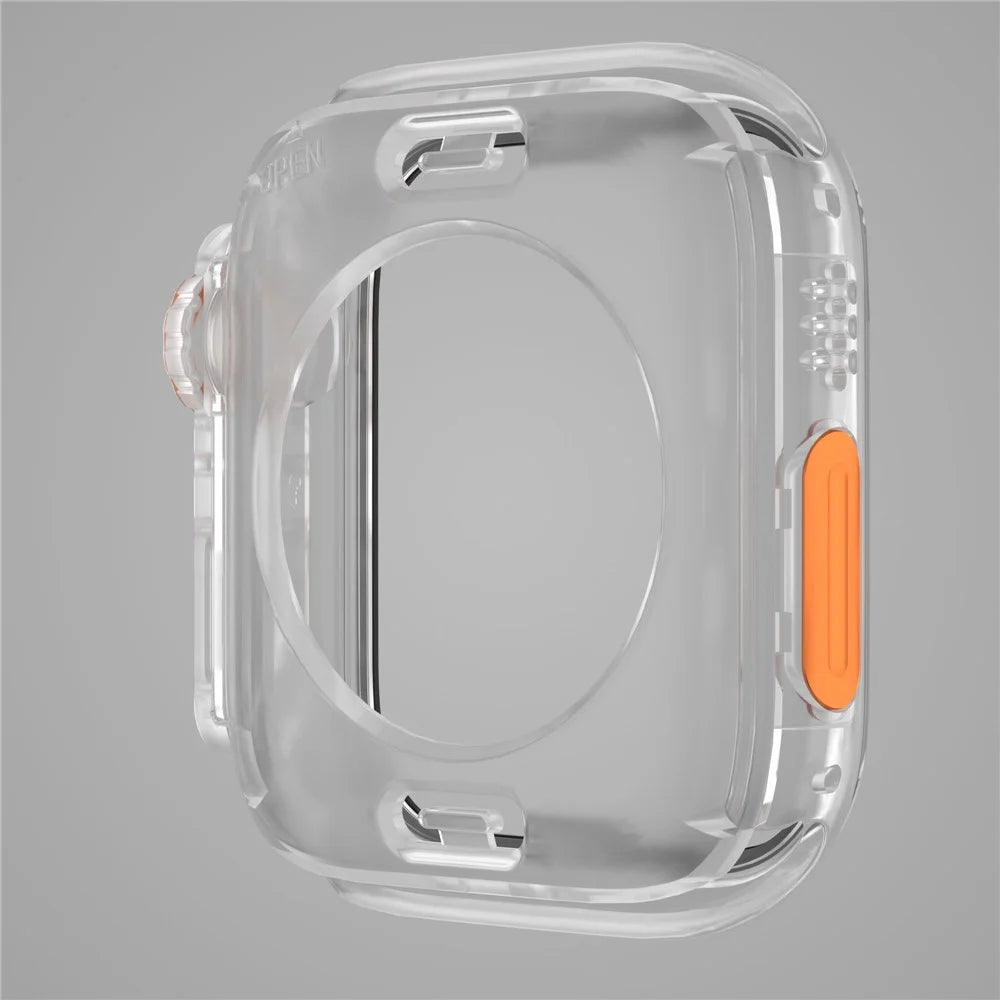 Waterproof Full Coverage Cover for Apple Watch Series 9 / 8 / 7 45mm , Hard PC Watch Case with Tempered Glass Screen Protector - Transparent - 3