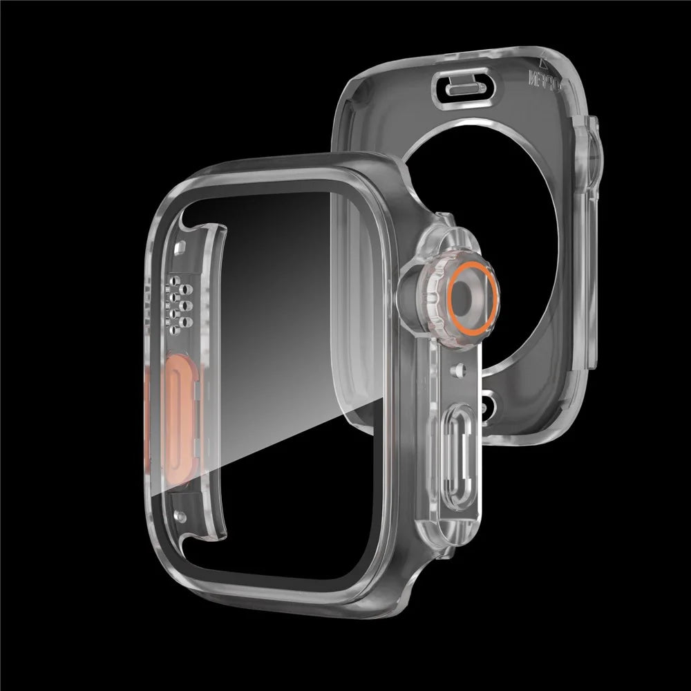 Waterproof Full Coverage Cover for Apple Watch Series 9 / 8 / 7 45mm , Hard PC Watch Case with Tempered Glass Screen Protector - Transparent - 5