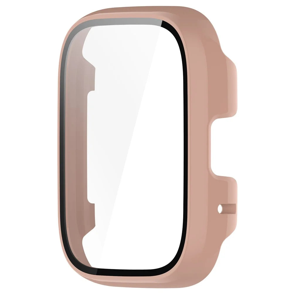 For Xiaomi Redmi Watch 3 Lite / Watch 3 Active Overall PC Case with Tempered Glass Film Ultra-Thin Watch Guard Cover - Cherry Pink - 4