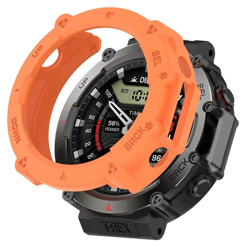 Anti-Scratch Watch Housing Case for Amazfit T-Rex Ultra A2142 TPU Cover Quick Release Hollow Case - Ornage - 1