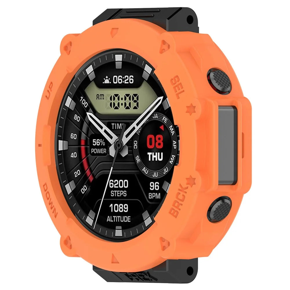 Anti-Scratch Watch Housing Case for Amazfit T-Rex Ultra A2142 TPU Cover Quick Release Hollow Case - Ornage - 2