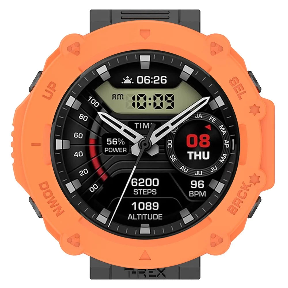 Anti-Scratch Watch Housing Case for Amazfit T-Rex Ultra A2142 TPU Cover Quick Release Hollow Case - Ornage - 6