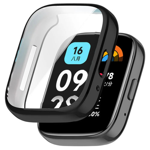 For Xiaomi Redmi Watch 3 Lite / Watch 3 Active Electroplated TPU Watch Case Scratch Proof Full Coverage Cover - Black - 1