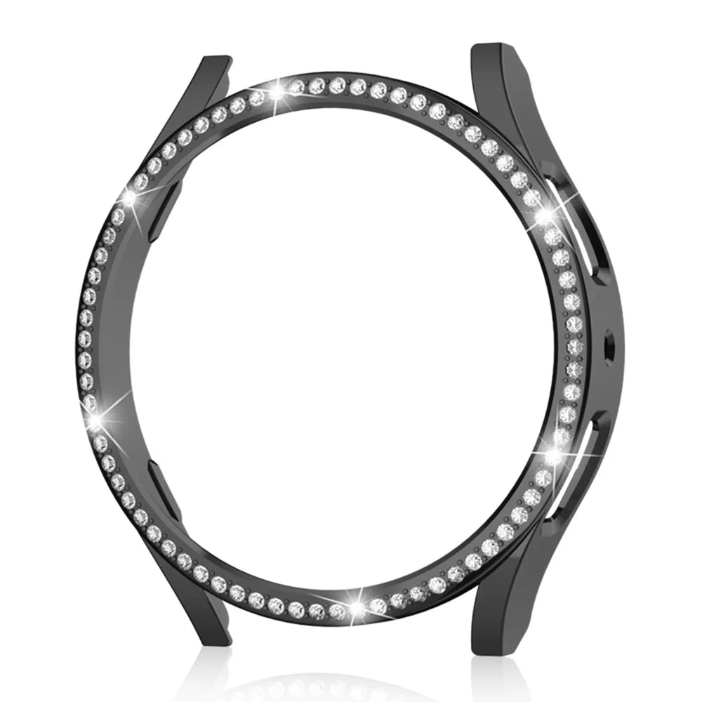 Hard PC Case Cover for Samsung Galaxy Watch6 40mm Rhinestone Decorated Hollow Watch Case Protector - Black - 3