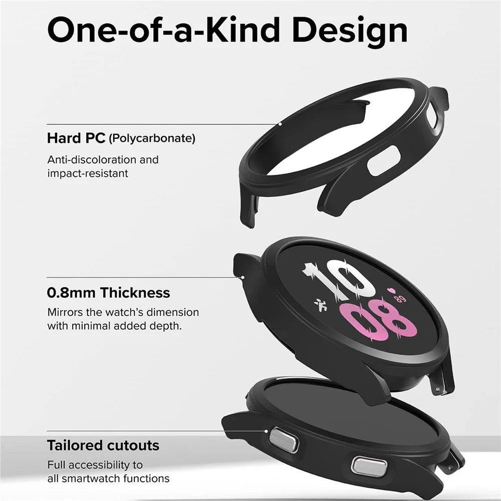 For Samsung Galaxy Watch6 40mm Hard PC Watch Case Rubberized Protective Cover Frame - Black - 3