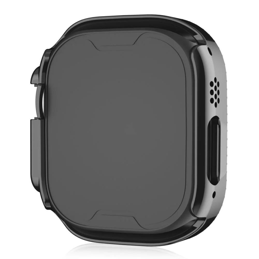For Apple Watch Ultra 3 / Ultra 2 / Ultra 49mm PC Frame + Tempered Glass Screen Film Watch Protector with Single-Row Rhinestone - Black - 5