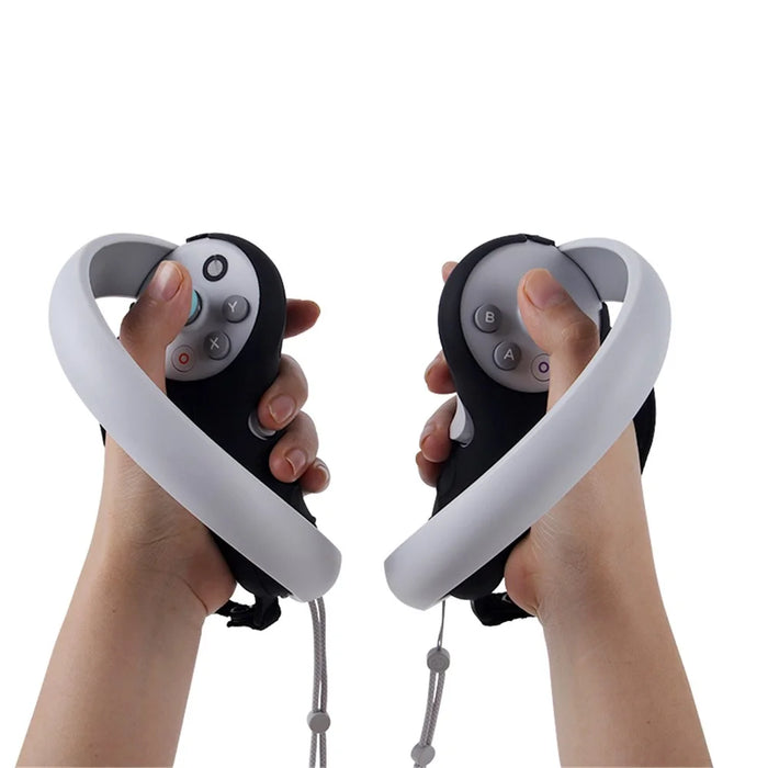 2Pcs Handle Grip Shell for Pico 4  /  Pico 4 Pro VR Controller Anti-slip Silicone Case with Lanyard - Black - 3