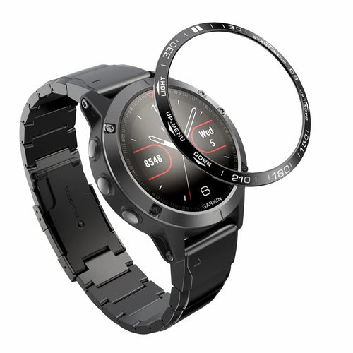 For Garmin Fenix 5 Plus Watch Case Ring Cover Sports Watch Metal Bezel Ring Protection Cover, Style B - Black / White - 1