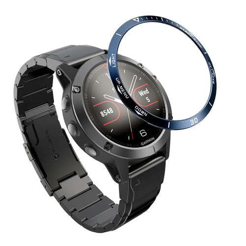 Watch Case Ring Cover for Garmin Fenix 5 Plus Sports Watch Metal Bezel Ring Protective Cover, Style A - Blue / White - 1
