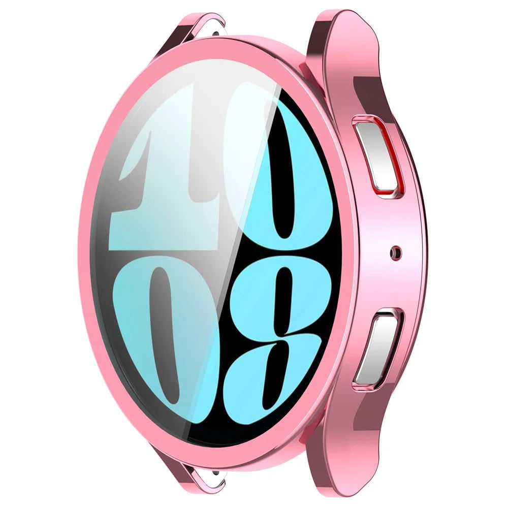 For Samsung Galaxy Watch6 44mm Full Coverage Electroplating Watch Protector TPU Watch Case - Pink - 2