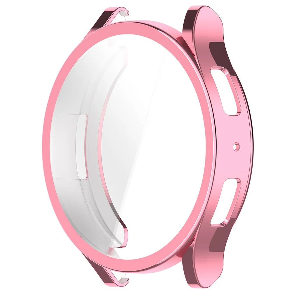For Samsung Galaxy Watch6 44mm Full Coverage Electroplating Watch Protector TPU Watch Case - Pink - 4