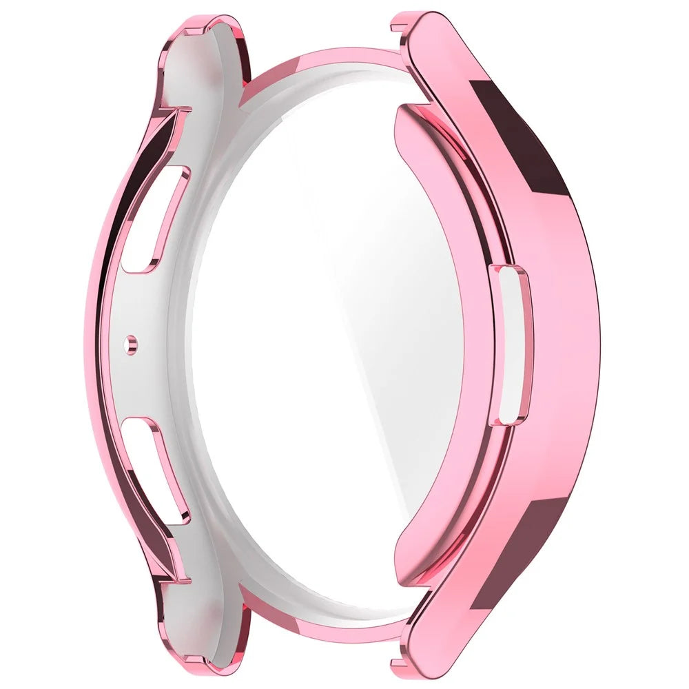 For Samsung Galaxy Watch6 44mm Full Coverage Electroplating Watch Protector TPU Watch Case - Pink - 5