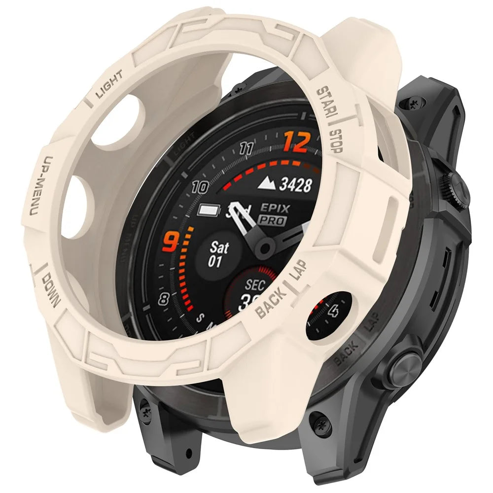 For Garmin epix Pro (Gen 2) 42mm / Fenix 7S Pro / 7S Half Wrapped Protective Case Soft TPU Hollow Watch Cover Frame - Starlight - 1