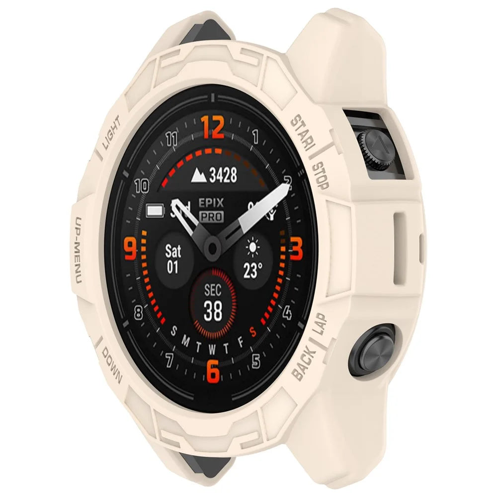 For Garmin epix Pro (Gen 2) 42mm / Fenix 7S Pro / 7S Half Wrapped Protective Case Soft TPU Hollow Watch Cover Frame - Starlight - 2