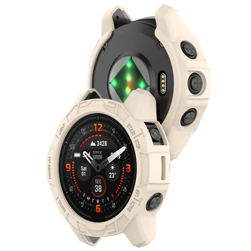 For Garmin epix Pro (Gen 2) 42mm / Fenix 7S Pro / 7S Half Wrapped Protective Case Soft TPU Hollow Watch Cover Frame - Starlight - 3