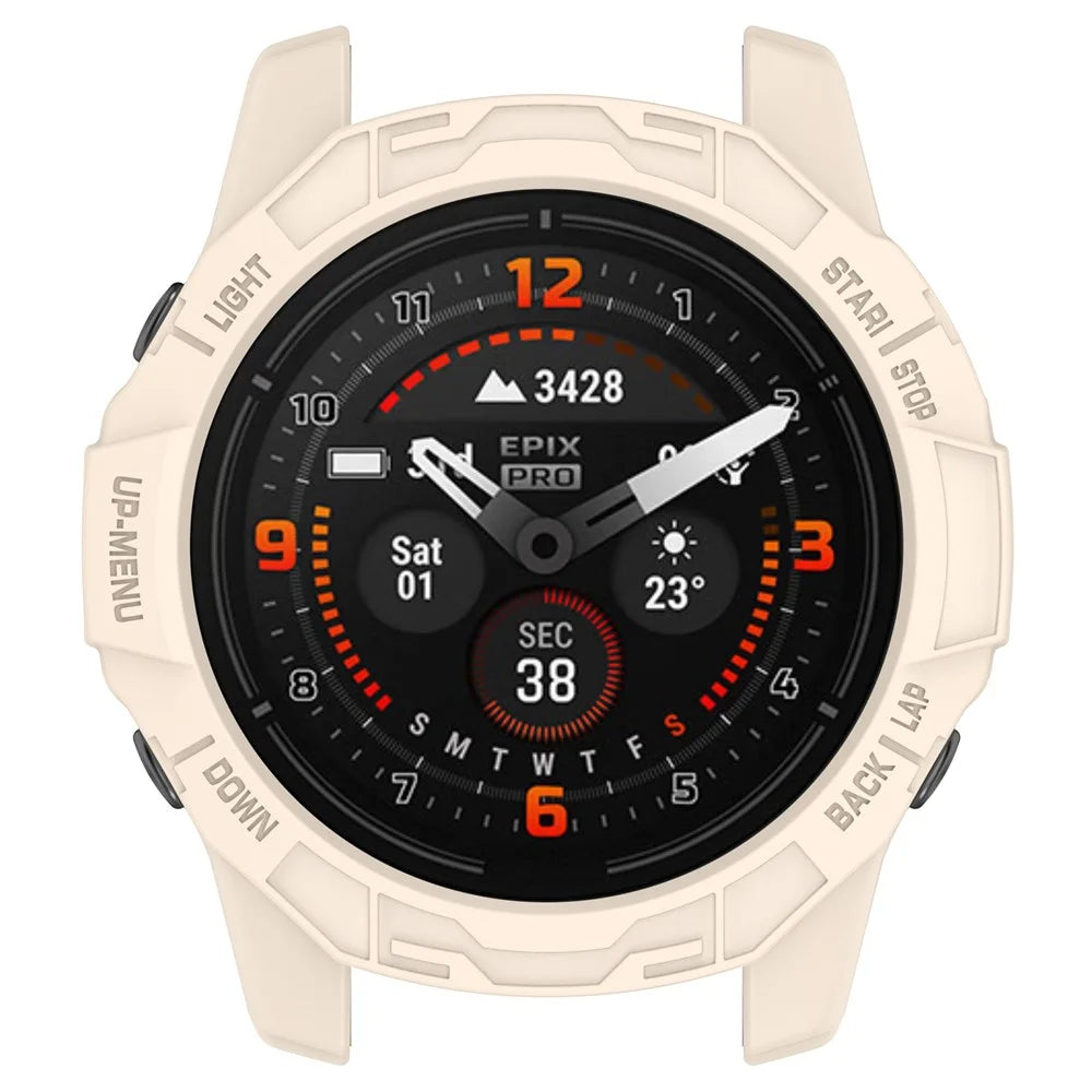 For Garmin epix Pro (Gen 2) 42mm / Fenix 7S Pro / 7S Half Wrapped Protective Case Soft TPU Hollow Watch Cover Frame - Starlight - 6
