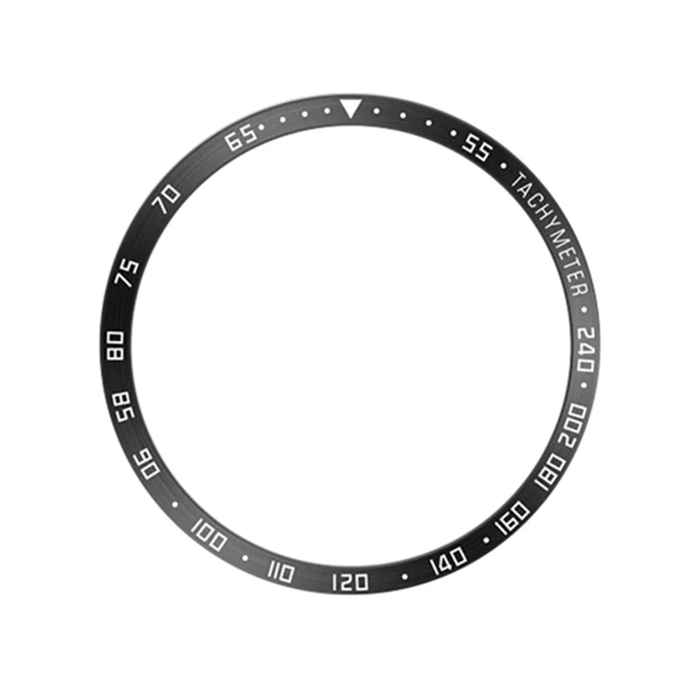 For Samsung Galaxy Watch6 Classic 47mm Watch Stainless Steel Bezel Insert Protective Ring Anti-scratch Adhesive Cover (Type E) - Black / White Characters - 2