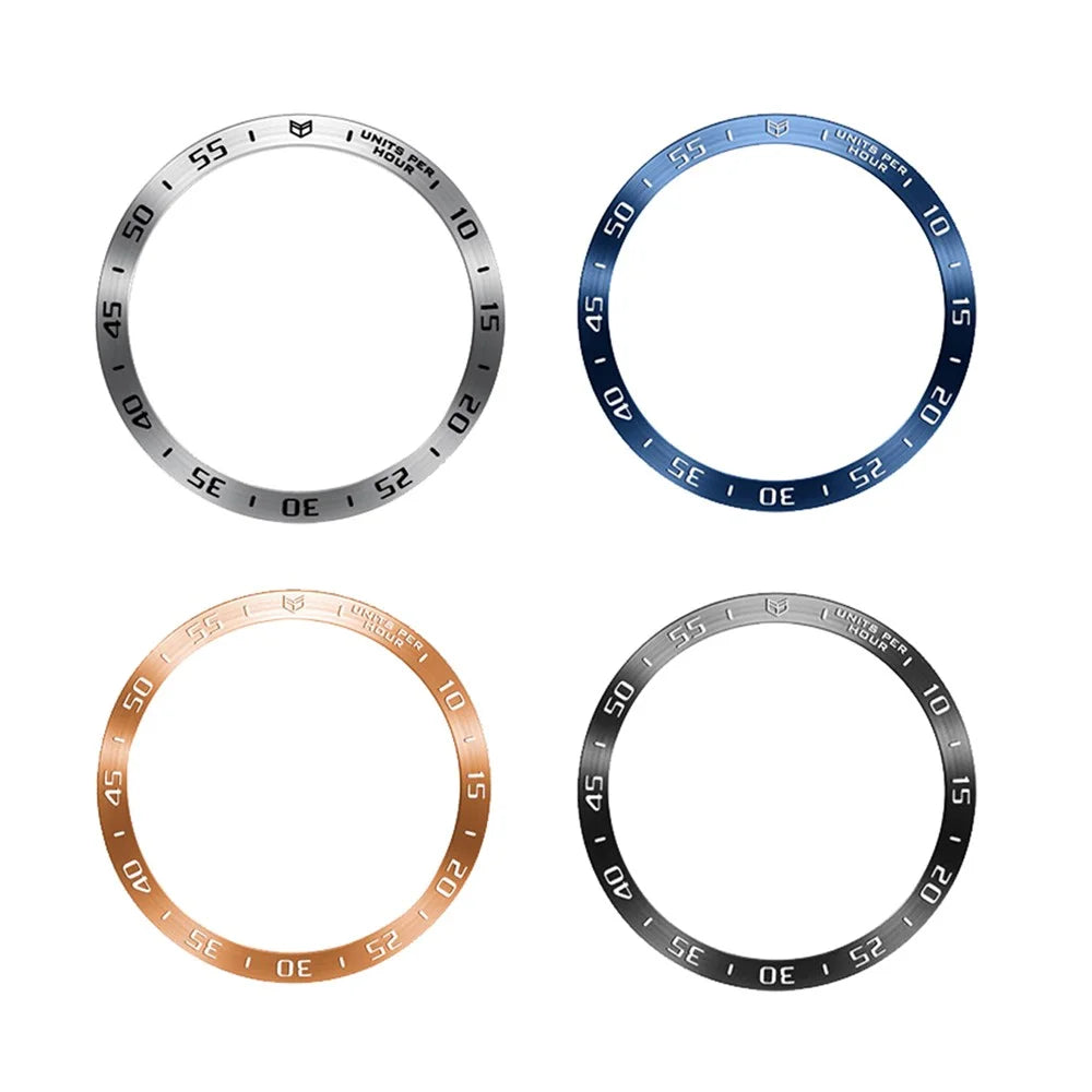 For Samsung Galaxy Watch6 Classic 47mm Bezel Ring Stainless Steel Watch Bezel Adhesive Cover (Type A) - Black / White Characters - 4