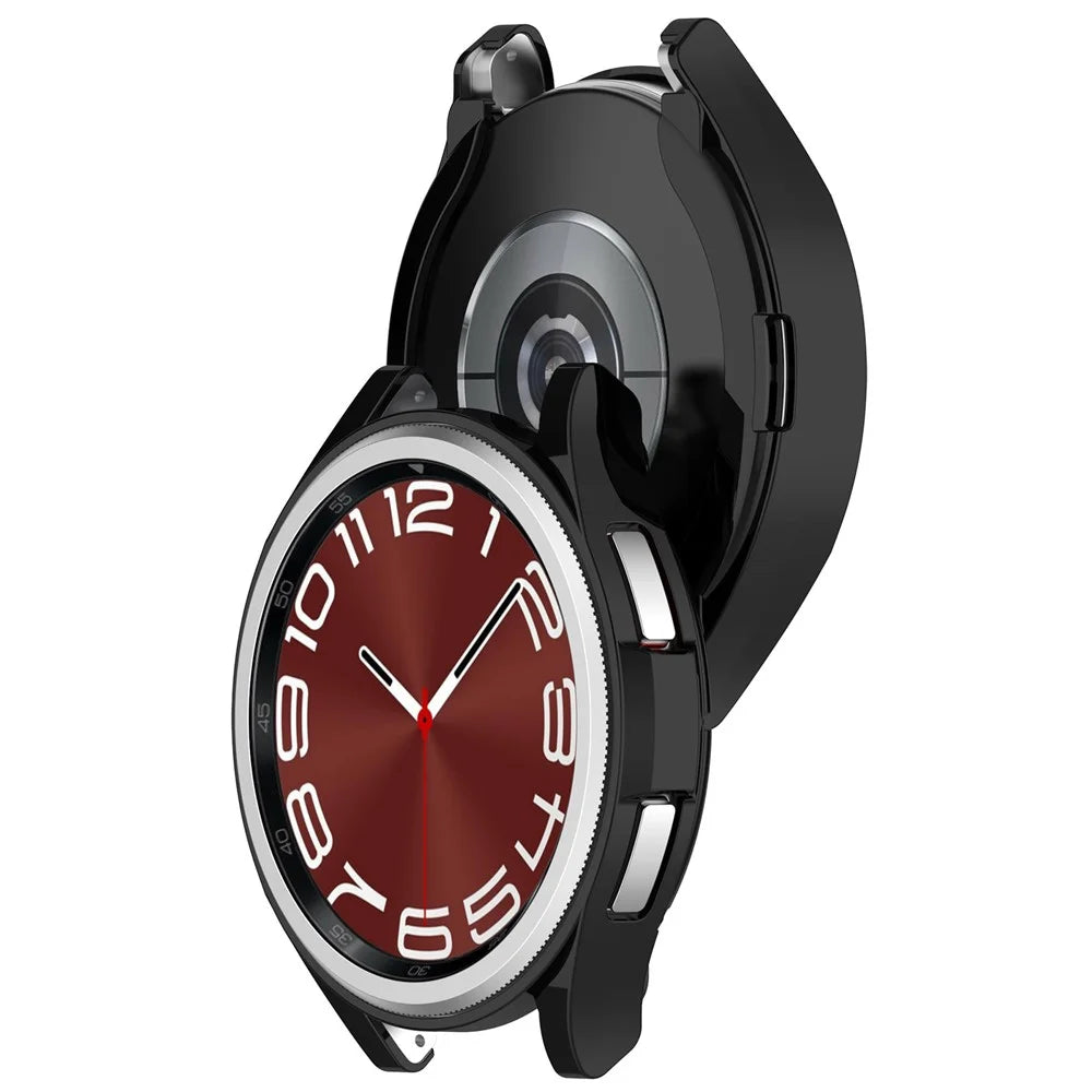 For Samsung Galaxy Watch6 Classic 43mm TPU Watch Case Electroplated Hollow Protective Frame - Black - 5