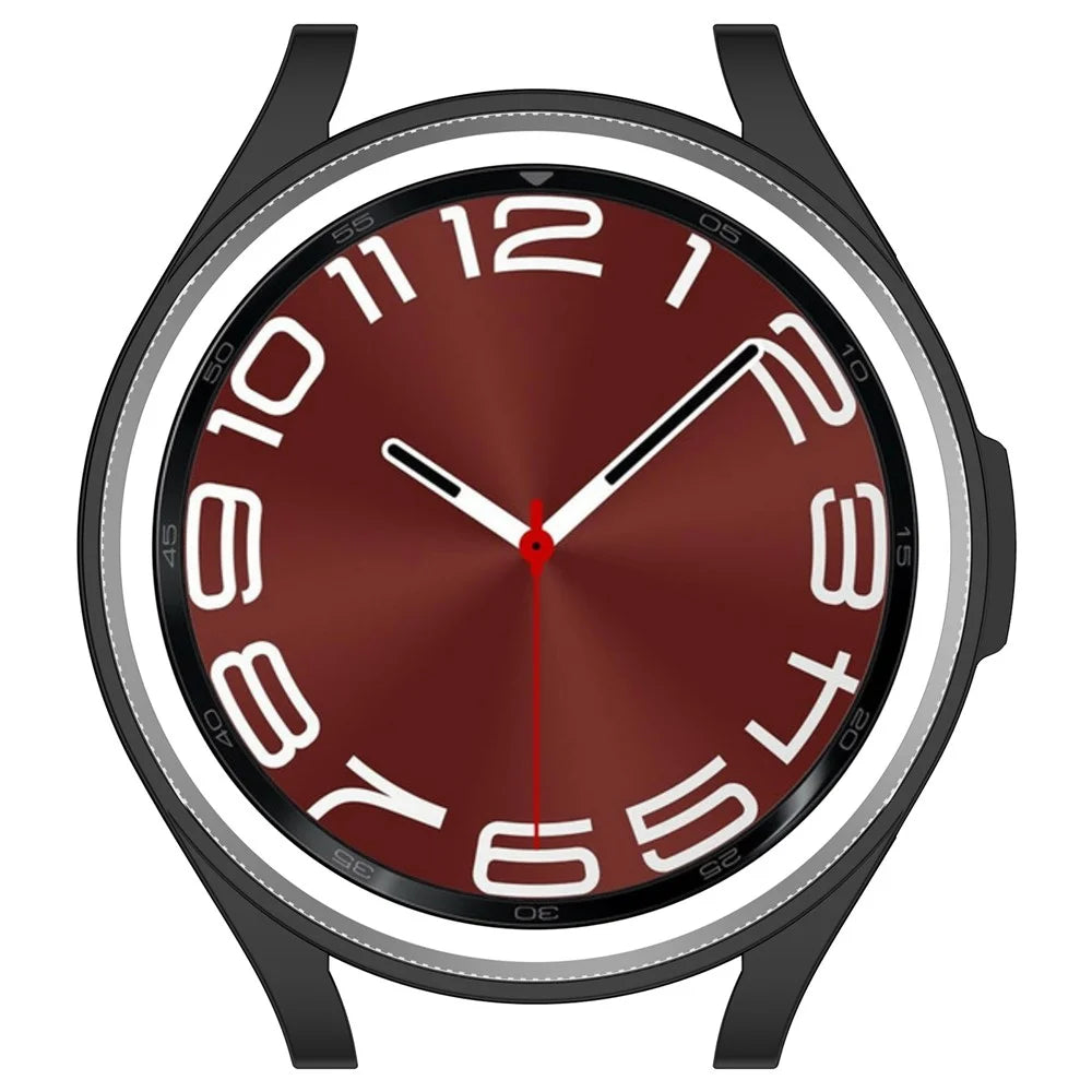 For Samsung Galaxy Watch6 Classic 43mm TPU Watch Case Electroplated Hollow Protective Frame - Black - 6