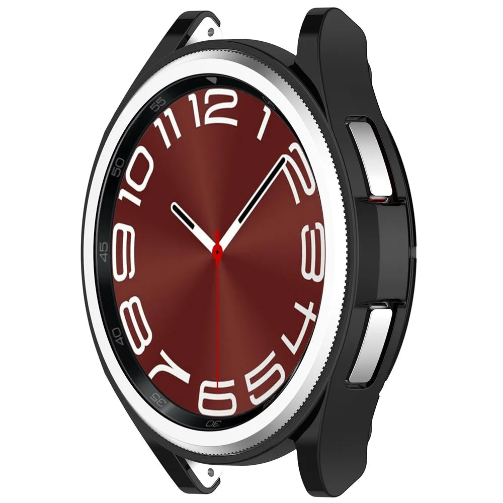 For Samsung Galaxy Watch6 Classic 47mm Electroplating TPU Watch Case Hollow Anti-collision Frame - Black - 4