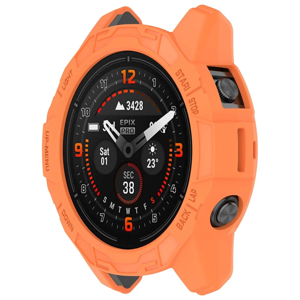 For Garmin Fenix 7 Pro 47mm / Fenix 7 / Epix Pro 47mm Anti-collision TPU Watch Case Hollow Protective Frame - Orange - 4