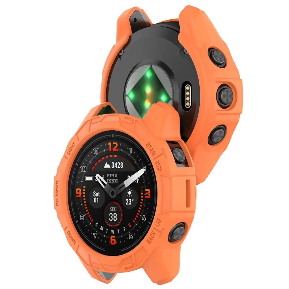 For Garmin Fenix 7 Pro 47mm / Fenix 7 / Epix Pro 47mm Anti-collision TPU Watch Case Hollow Protective Frame - Orange - 5