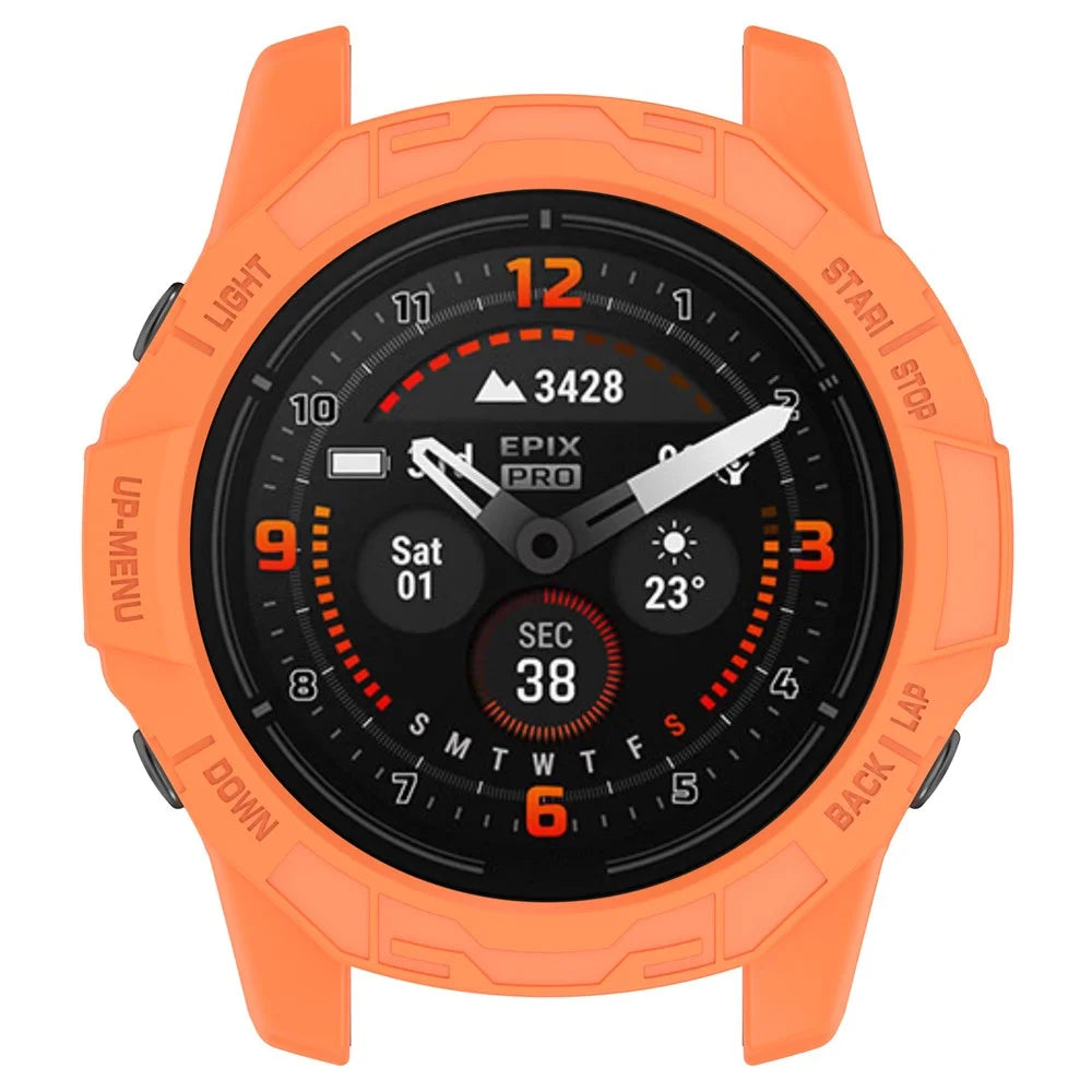 For Garmin Fenix 7X Pro 51mm / Fenix 7X / Epix Pro 51mm Hollow Protective Frame Soft TPU Watch Case - Orange - 6