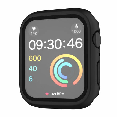 For Apple Watch Series 9 / 8 / 7 45mm IP68 Waterproof PC Case Watch Cover with Tempered Glass Film - Black - 1